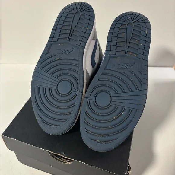 Jordan Cement Grey and Blue Mid Sneakers